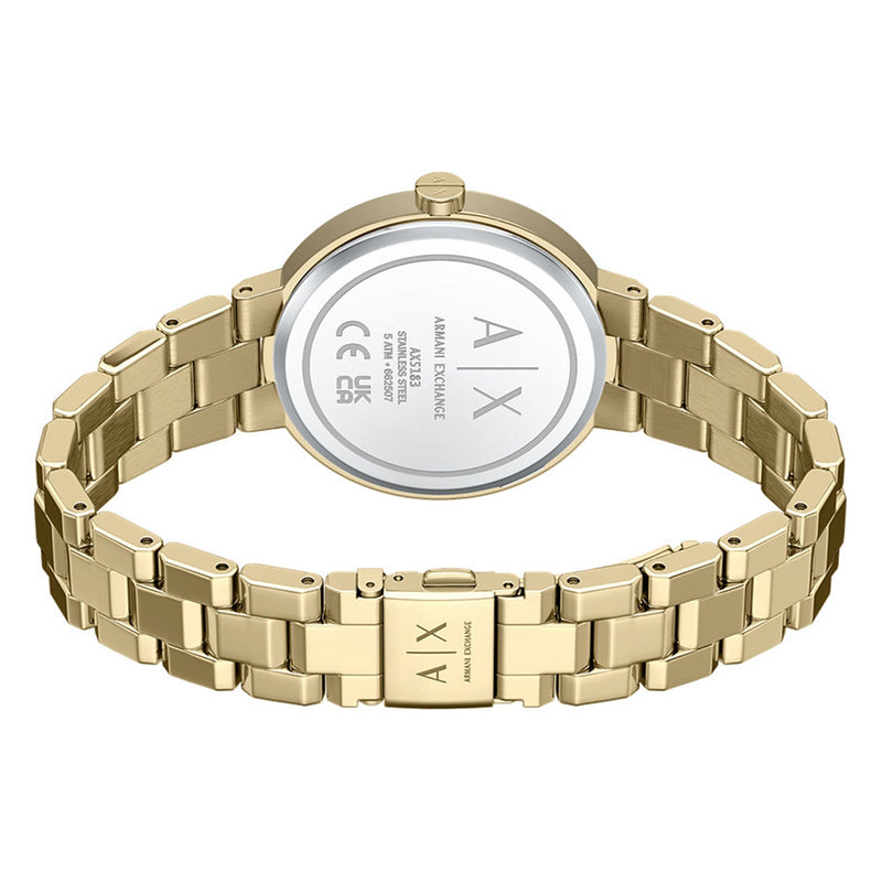 Armani Exchange Round Gold Watch with Gold Bracelet AX7177SET-zoom-
