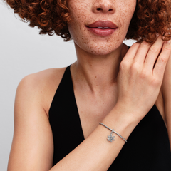 Pandora Moments 925 Sterling Silver Opalescent Snowflake Double Dangle Charm 794142C01