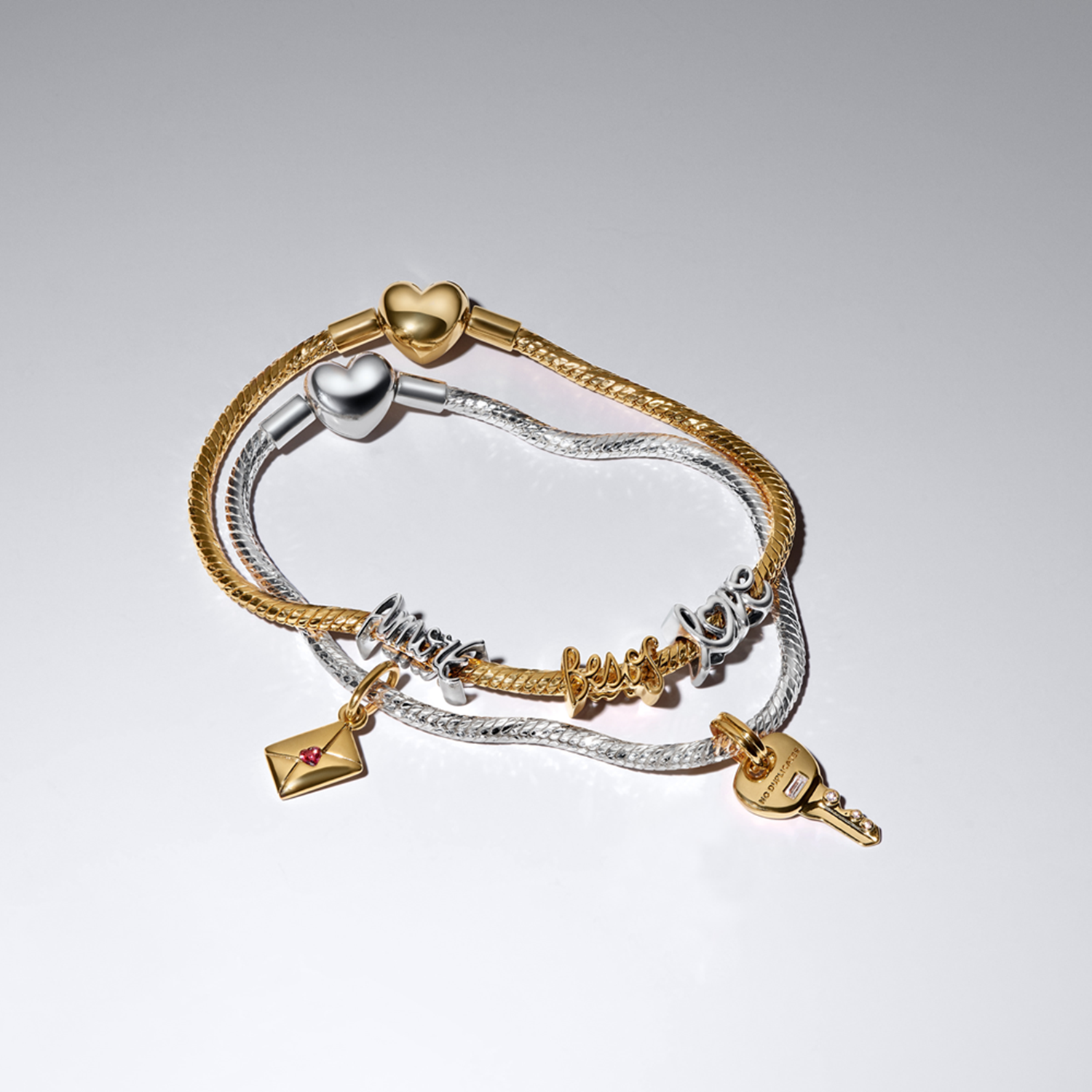 Pandora Moments Gold Plated Charm With Text Besos 764422C00