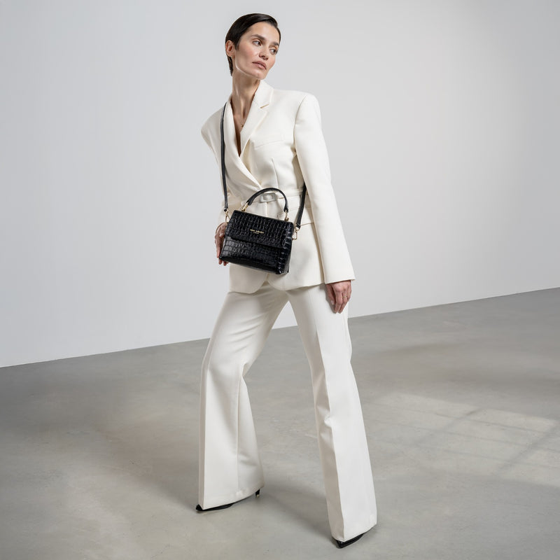 Isabel Bernard Femme Forte Heline Kroko Schwarz Kalbsleder Handtasche IB21037-zoom-