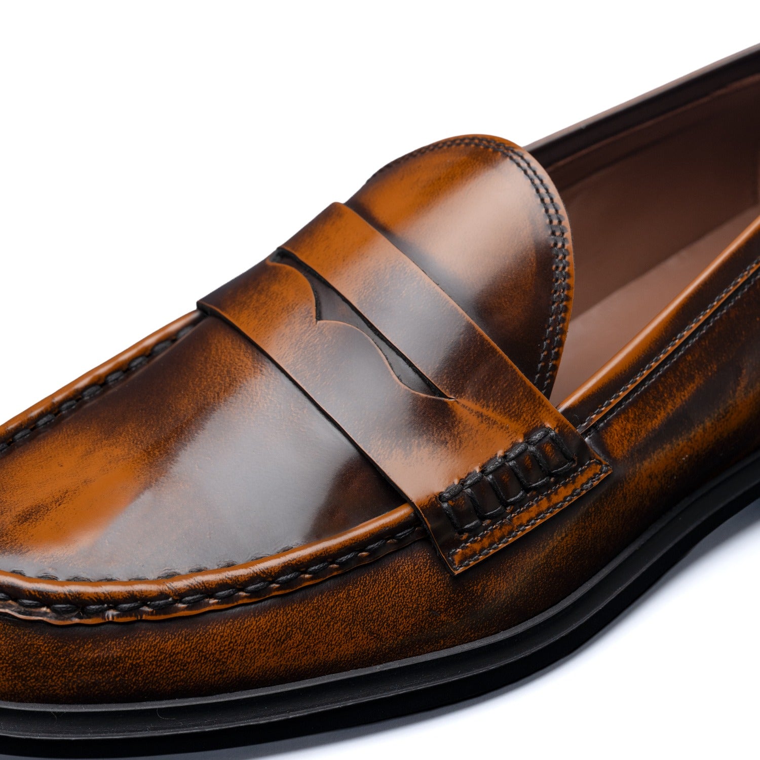 Isabel Bernard Vendôme Blandine cognac spazzolato leather loafers IB51015-636-35