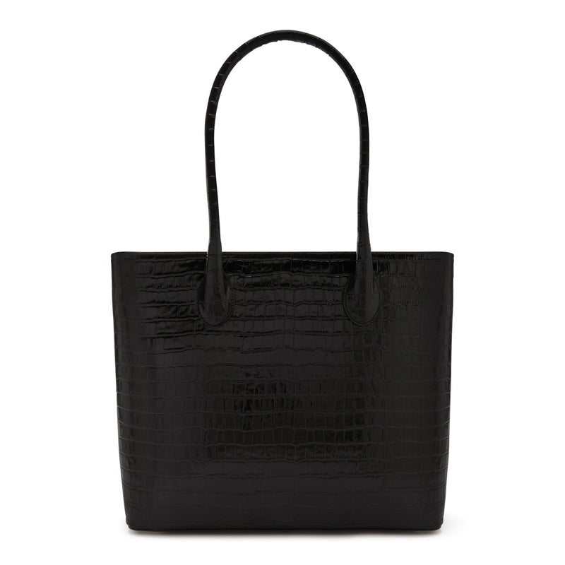 Isabel Bernard Honoré Lysanne Kroko Schwarz Kalbsleder Shopper IB25024-zoom-