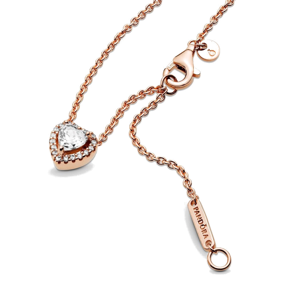 Pandora Timeless Sparkling Heart Necklacewith14 Carat RoseGold Plating 388425C01-45 (Length: 45.00 cm)
