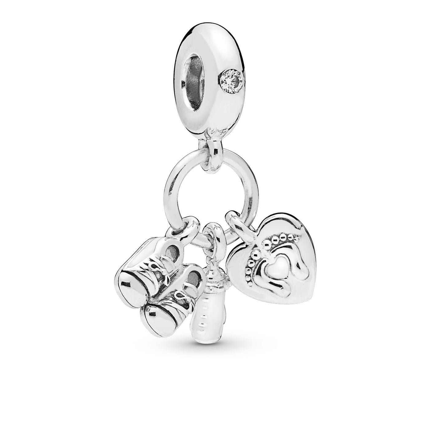 Pandora Moments 925 Sterling Silver Shoes Baby Bottle And Heart Charm 798106CZ